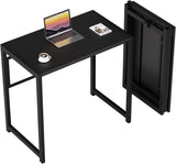 GreenForest 80 x 48 cm Vouwend Bureau voor Kleine Ruimten, No-Assembly Klein Computer Bureau Voor Home Office, Ruimtebesparende Opvouwbare Tafel Studie Bureaubureau, zwart