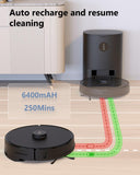 Imou Robotstofzuiger 6500 Pa RV1 Pro met auto-afzuigstation, 60 dagen, handvrij, 3-in-1 robotstofzuiger met dweilfunctie, auto-opladen, 6400 mAh, lidar-navigatie, obstakelherkenning