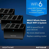 Netgear Mk63 Wifi 6 Mesh Systeem Tot 350 M² Afdekking, Voor Meer Dan 25 Apparaten, Wifi 6 Routers + 2 Mesh Repeatersatellieten, 3 X Gigabit Lan, Gratis Nighthawk App