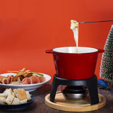 GJPDPZ Kaasfondueset, gietijzeren fonduepan en 6 fonduevorken inbegrepen, fonduepan set voor kaasfondue of chocoladefondue, voor buffet- en feesttafels