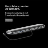 Belkin Connect universeel 11-in-1 USB-C docking station voor 3 monitoren, Silicon Motion-technologie - voor Mac, Windows en Chromebook - 100 W PD, 10 Gbps gegevensoverdracht, 2,5 Gbps Ethernet - Zwart