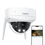 Reolink 8MP 5X Optische Zoom Outdoor WiFi bewakingscamera, binnen en buiten, Vandaalbestendig IK10 Persoon Voertuigdetectie WiFi Outdoor Camera 2.4GHz 5GHz Time Lapse SD-kaartsleuf 256GB, 843WA