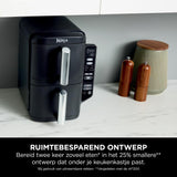Ninja Double Stack Airfryer, Verticale Friteuse met Dubbele Lades en 4 Kookniveaus, 2 Lades en 2 Rekken, Ruimtebesparend Ontwerp, 7,6 Liter Inhoud, 6 Kookfuncties, 6 Porties, Grijs SL300EU