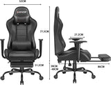 Homall Gamingstoel, ergonomische gamingstoel, in hoogte verstelbaar en rugleuning met voetensteun, gamerstoel, ondersteunt tot 130 kg, draaibare stoel, hoofdsteun, lendensteun (zwart)