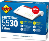 AVM FRITZ!Box 5530 Fiber Edition XGS-PON glasvezel modemrouter en MESH Master met Wi-Fi 6 tot 2400 Mbit/s (5 GHz) + 600 Mbit/s (2,4 GHz), 2,5 Gigabit LAN, 4x gigabit-LAN, 2x USB 3.0