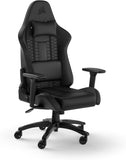 Corsair TC100 Relaxed Gamingstoel, leer, op racen geïnspireerd design, lendenkussen, afneembaar nekkussen van traagschuim, verstelbare armleuningen, zwart