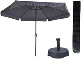 Parasol Gemini Donkergrijs/Antraciet Ø300 cm + Parasolvoet 25 kg + Parasolhoes