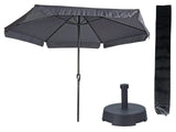 Parasol Gemini Donkergrijs/Antraciet Ø300 cm + Parasolvoet 25 kg + Parasolhoes