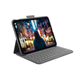 Logitech Slim Folio Toetsenbordhoes voor iPad (10e generatie) met geïntegreerd Draadloos Toetsenbord - UK Engels QWERTY indeling-Layout - Grijs