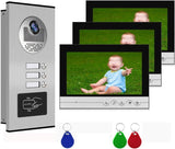 Draadloze deurbel 9 Inch Appartement/Familie Kleur Video Deurtelefoon Intercom Systeem Met For 2/3/4/6 Unit Gebouw Intercom Inductieve Kaart voor het Thuisschoolkantoor (Size : 1Cam V 3LCD)