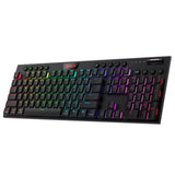 Redragon K618 Horus mechanisch RGB-toetsenbord, Bluetooth/2,4 GHz/bekabeld, tri-mode, platte toetsen, gamingtoetsenbord met draadloze verbinding, speciale media-besturing en lineaire rode schakelaar