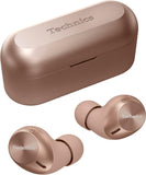 Technics EAH-AZ40M2EN Draadloze oordopjes met ruisonderdrukking multipoint Bluetooth, comfortabele in-ear oortelefoon hoofdtelefoon met ingebouwde microfoon, aanpasbaar tot 5,5 uur speeltijd, roségoud