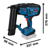 Bosch Professional 18V System accuhouttacker GNH 18V-50 M (enkelschots/contactactiveringsmodus, geschikt voor spijkers: 16-54 mm, 18 ga (1,2 mm) en collatiehoek van 0°, zonder accu's en oplader)