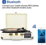 DIGITNOW! Bluetooth draaitafel draaitafel met stereoluidspreker, ondersteunt USB-stick en SD-kaartopname, 3 snelheden (33/45/78 omw/min), AM- en FM-radio, AUX-ingang, cinch