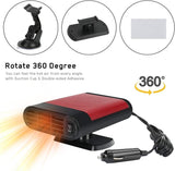 Auniq Autoverwarming, 12V 150W snel opwarmende voorruitontwaseming met zuignap & 360 graden basis, 2 in 1 verwarmende/koelende ontwasemingsverwarmer Plug in Aansteker Auto Heater Fan