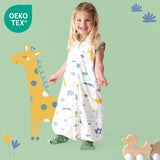 schlummersack Slaapzak met voeten, zomer 110 cm, 1 TOG, dunne jungle, kinderslaapzak met benen en verlengde manchetten voor een lichaamslengte van 110-120 cm, voeten, 1 TOG