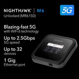 NETGEAR Nighthawk 5G WiFi 6 Router met Sim-kaart (MR6150) – ultrasnelle 5G-modem of 5G-box voor mobiel gebruik hotspot of thuis – 3,6 Gbit/s en tot 32 apparaten, ultrasnel