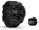 Garmin Fenix 7X Sapphire Solar GPS-Multisport-Smartwatch Touchscreen - DLC Titan - Musik Player - Navigation - schwarz/schwarz inkl. Bluetooth Headset