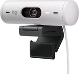 Logitech Brio 500 Full HD Webcam met auto light correction, Show Mode, Dubbel ruisonderdrukkende microfoons, Privacy cover, werkt met Microsoft Teams, Google Meet, Zoom, USB-C-kabel - Wit