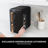 Ninja Double Stack XL Airfryer, Verticale Friteuse met Dubbele Lades en 4 Bereidingsniveaus, 2 Lades, 2 Rekken, Ruimtebesparend Ontwerp, 9,5 Liter Inhoud, 6 Functies, 8 Porties, Tang, SL400EUCP