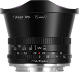 TTARTISAN 7,5 mm F2.0 APS-C Fisheye-objectief handmatige focus voor Sony E Mount (zonder ND-filter)