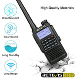 Retevis RT87 Walkie Talkie Waterdicht IP67 Dual Band 5W Portofoons 2 m/70 cm 1200 mAh Batterij 128 Kanalen FM Radio Oplaadbaar Amateur radio (1 Stuk, Zwart)