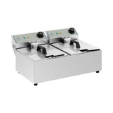 Royal Catering Rcef-10Dy-Eco Industriële professionele friteuse (dubbel met Doc manden, 2 x 10 liter, 2 x 3.200 W, 230 V, thermostaat, roestvrij staal)