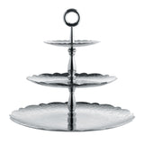 Alessi "Dressed for X-mas" 18/10 roestvrij staal 3-schotel taartstandaard met reliëfdecoratie, zilver