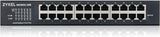 Zyxel Gigabit switch met 24 poorten | Smart Management | Rack-/Tafelmontage en zonder ventilator | VLAN, IGMP, QoS | Levenslange garantie [GS1900-24E]