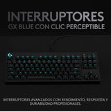 Logitech G Pro TKL Mechanisch gaming-toetsenbord zonder nummertoetsenbord, GX-Clicky-toetsen, blauw, RGB LIGHTSYNC, draagbaar ontwerp voor sport, afneembare micro-USB-kabel, Spaans, zwart