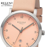 REGENT Platte dameshorloge titanium 30 mm 5 ATM kwarts analoog abrikoos 3268.90.10, apricot