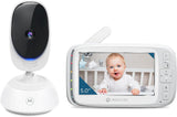 Motorola VM75 VM75 Video-babyfoon met camera, bereik van 300 m, 2,4 GHz draadloos 5-inch scherm, twee-weg audio, afstandsbediening pan, digitale kanteling, zoom, kamertemperatuursensor, slaapliedjes, nachtzicht