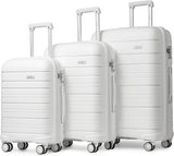 Kono Lichtgewicht Hard Shell Koffer Travel Carry On Bagage, Wit, Luggage Set of 3, Bagagesets met Spinner Wielen