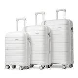 Kono Lichtgewicht Hard Shell Koffer Travel Carry On Bagage, Wit, Luggage Set of 3, Bagagesets met Spinner Wielen