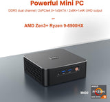 Mini PC Gamer AMD Rzyen 9 6900HX Window 11 Pro,Desktop Computer,64GB DDR5,4TB PCIe4.0 SSD, 8 Core 16 Threads Radeon 680M, USD,HDMI,DP,Dual 2.5G LAN Gaming Computer WiFi6 BT5.2