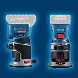 Bosch Professional 18V System accubovenfreesmachine GKF 18V-8 (incl. parallelgeleider, 2 afzuigadapters voor frezen, spaanbescherming, 8 mm spantang, sleutel, zonder accu/oplader)