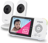 VTech VM819-2 Video Baby Monitor met 19 uur batterijlevensduur, 2 camera's, 1000 ft lange bereik, automatische nachtzicht, 2,8 inch scherm, 2-weg audio talk, temperatuursensor, stroombesparende modus