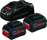 Bosch Professional 18V System accuset: 2x accu ProCORE18V 5.5Ah (18V, 955 g) + oplader GAL 1880 CV (laadstroom 8 A)