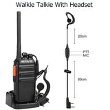 Retevis RT24 Portofoons Walkie Talkie met Headset PMR446 Vergunningsvrije 16 Kanalen CTCSS/DCS VOX Oplaadbaar Walkie Talkies met EU-stekker Laadstation en 1100 mAh Lithium-ionbatterij (2 Paar, Zwart)