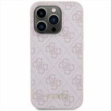 GUESS GUHCP15LG4GFPI Hoes voor iPhone 15 Pro 6,1 inch Roze Hard Case 4G Metal Gold Logo