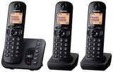 Panasonic Kx-Tgc223Gb Draadloze Analoge Telefoon, Drie Handsets, Zwart