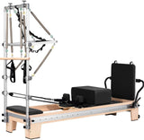 Wunder Pilates C1 Reformer met toren in Esdoornhout, Zwart