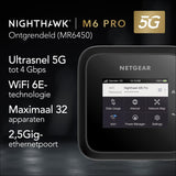 NETGEAR MR6450-100EUS Nighthawk M6 Pro 5G WiFi 6E Mobiele hotspotrouter Ultrasnelle draadloze hotspotrouter tot 6 Gbps ontgrendeld maakt verbinding met maximaal 32 apparaten Zwart