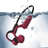 Bluetooth on-ear sporthoofdtelefoon, bone-geleiding, hoofdtelefoon met 16 GB geheugen, IPX8, waterdicht, duiken, zwemmen, instelbare maat voor outdoor-activiteiten, surfen, sportschool, rood