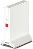 AVM FRITZ!Repeater 3000 AX International - Multiroom MESH Wi-Fi 6 (WLAN AX) unit met drie radio-eenheden tot 2400 Mbit/s (5 GHz) + 1200 Mbit/s (5 GHz) + 600 Mbit/s (2,4 GHz) + Gigabit-LAN wit/rood