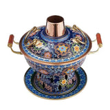 Chinese bronzen fondue， Chinese Traditional Old Beijing Old-Style Charcoal Hot Pot, Mongolian Hot Pot, Split Design, Easy to Clean, for Family/Friends, Parties