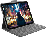 Logitech iPad-toetsenbordcase (10e generatie) | Slim Folio met geïntegreerd draadloos toetsenbord (Graphite) - Pan Nordic Layout