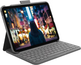 Logitech iPad-toetsenbordcase (10e generatie) | Slim Folio met geïntegreerd draadloos toetsenbord (Graphite) - French Layout