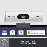 Logitech Brio 500 Full HD Webcam met auto light correction, Show Mode, Dubbel ruisonderdrukkende microfoons, Privacy cover, werkt met Microsoft Teams, Google Meet, Zoom, USB-C-kabel - Wit