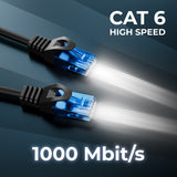 deleyCON 0,25m CAT.6 Ethernet Gigabit LAN Netwerkkabel RJ45 CAT6 Kabel Patchkabel Compatibel met CAT.5 CAT.5e CAT.6a Cat.7 - Zwart